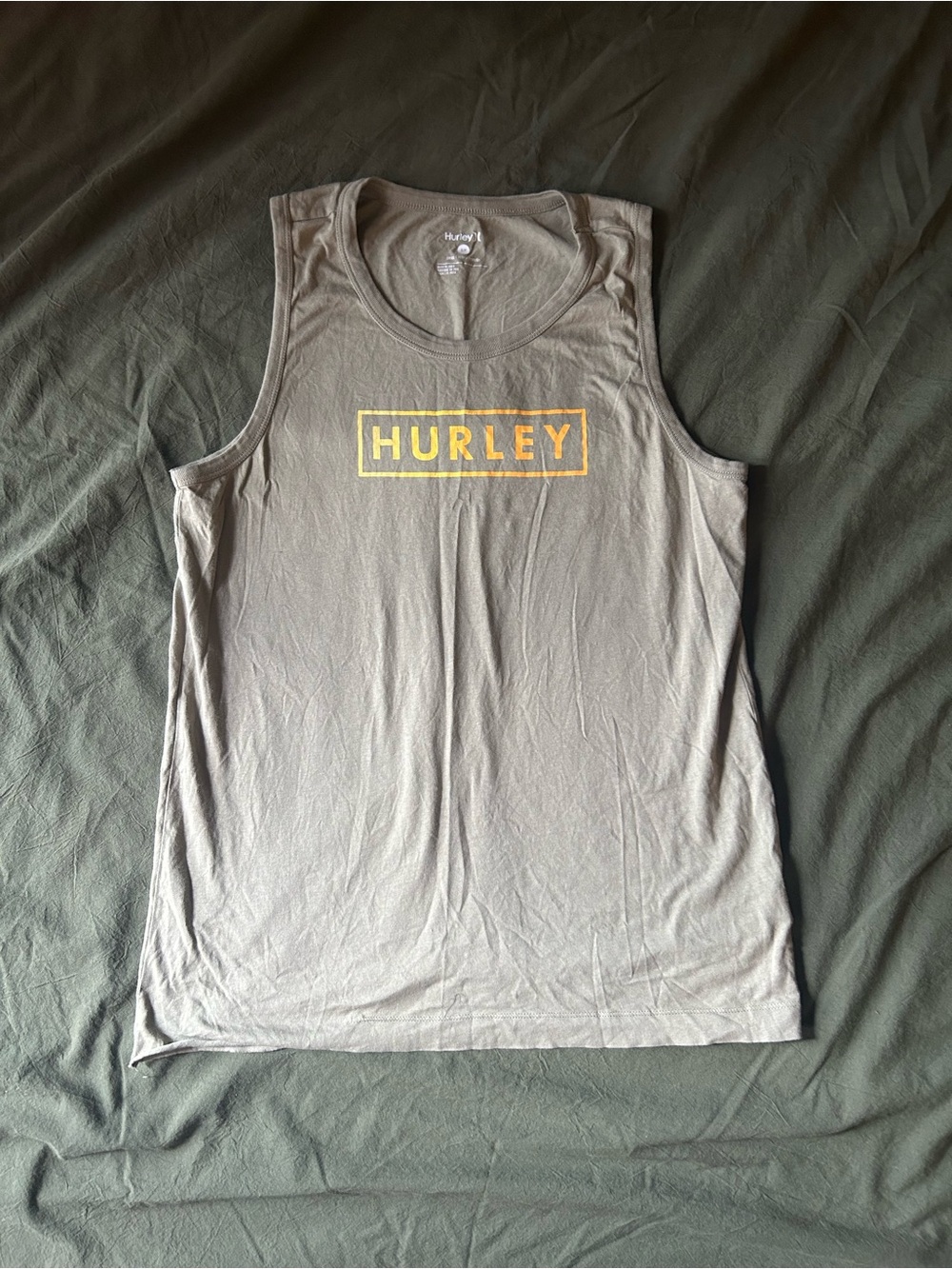 Hurley Light Gray Tank with Yellow-Orange Logo - Men's
